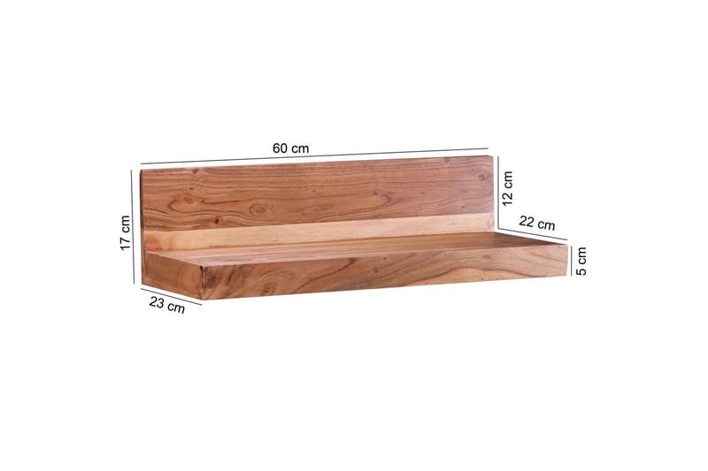 Vägghylla Wohnling Massivt trä Klassisk Akacia, 60 cm - Akacia, 60 cm - Förvaring - Småförvaring - Väggförvaring