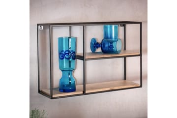 Vägghylla Wohnling Massivt trä metallram väggmonterad industriell - Förvaring - Småförvaring - Väggförvaring