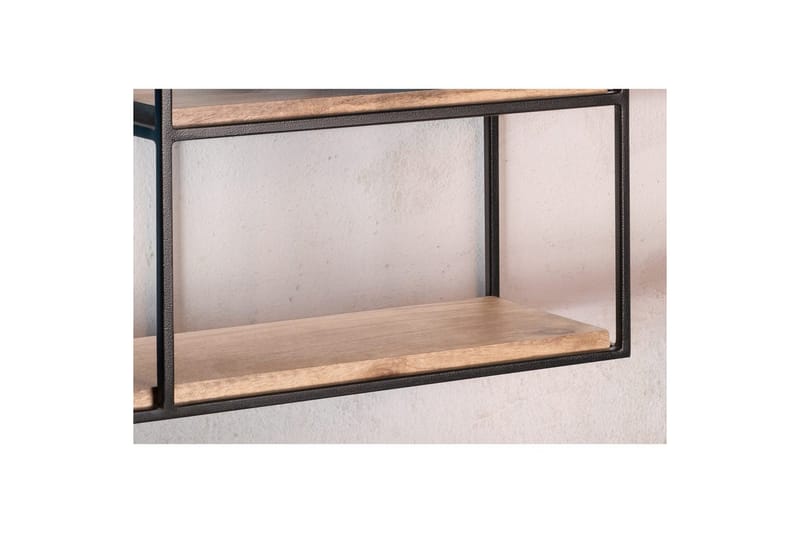 Vägghylla Wohnling Massivt trä metallram väggmonterad industriell - Förvaring - Småförvaring - Väggförvaring