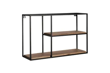 Vägghylla Wohnling Massivt trä metallram väggmonterad industriell - Förvaring - Småförvaring - Väggförvaring