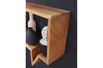 Vägghylla Wohnling Set med 2 solid trähyllor i form av pratbubblor, modern loftstil Akacia - Akacia - Förvaring - Småförvaring - Väggförvaring