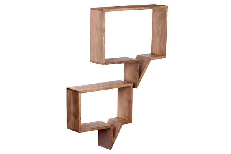 Vägghylla Wohnling Set med 2 solid trähyllor i form av pratbubblor, modern loftstil Akacia - Akacia - Förvaring - Småförvaring - Väggförvaring