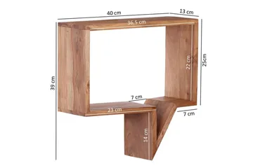 Vägghylla Wohnling Set med 2 solid trähyllor i form av pratbubblor, modern loftstil Akacia - Akacia - Förvaring - Småförvaring - Väggförvaring