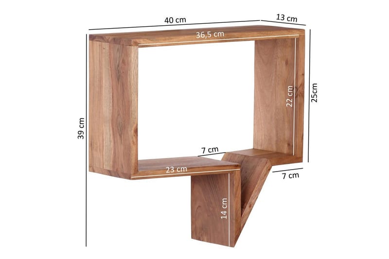 Vägghylla Wohnling Set med 2 solid trähyllor i form av pratbubblor, modern loftstil Akacia - Akacia - Förvaring - Småförvaring - Väggförvaring