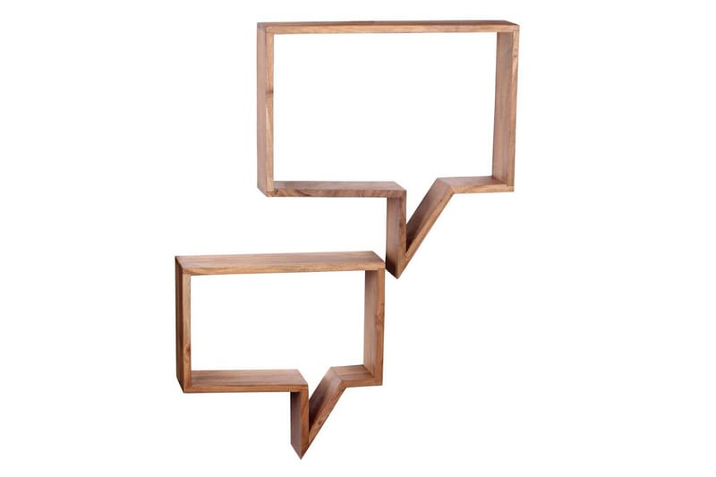 Vägghylla Wohnling Set med 2 solid trähyllor i form av pratbubblor, modern loftstil Akacia, Akacia