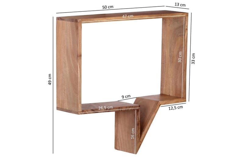 Vägghylla Wohnling Set med 2 solid trähyllor i form av pratbubblor, modern loftstil Akacia - Akacia - Förvaring - Småförvaring - Väggförvaring