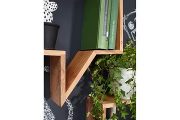 Vägghylla Wohnling Set med 2 solid trähyllor i form av pratbubblor, modern loftstil Akacia - Akacia - Förvaring - Småförvaring - Väggförvaring