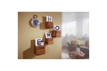 Vägghylla Wohnling Set med 4 massivt trä kub-optik väggmonterad modern - Förvaring - Småförvaring - Väggförvaring