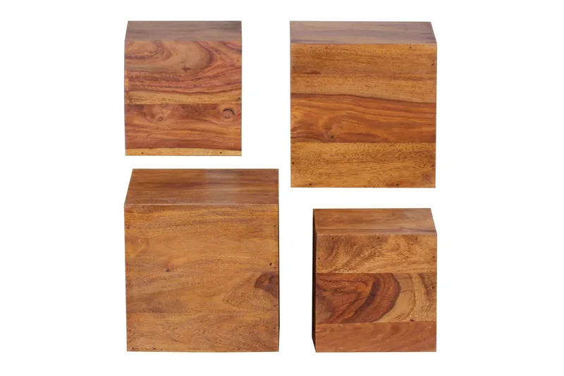 Vägghylla Wohnling Set med 4 massivt trä kub-optik väggmonterad modern