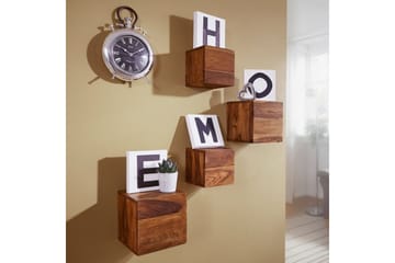 Vägghylla Wohnling Set med 4 massivt trä kub-optik väggmonterad modern - Förvaring - Småförvaring - Väggförvaring