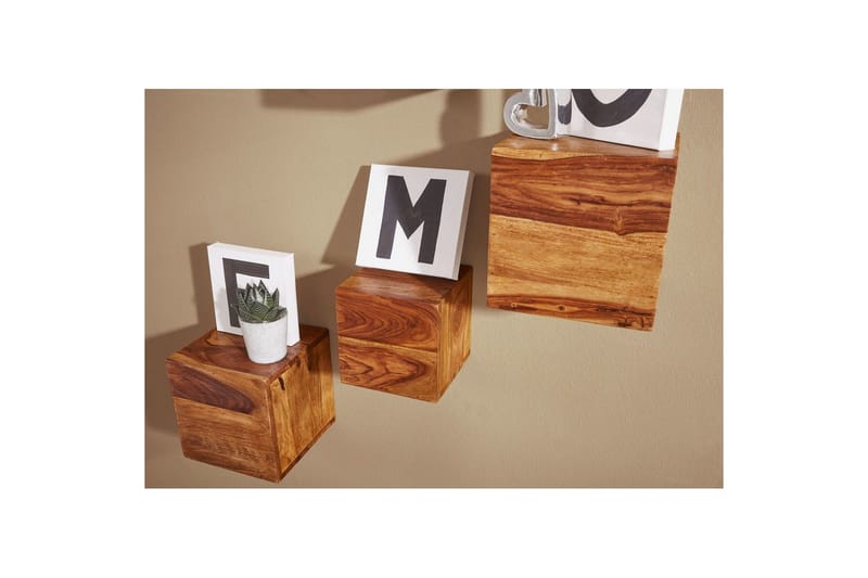 Vägghylla Wohnling Set med 4 massivt trä kub-optik väggmonterad modern - Förvaring - Småförvaring - Väggförvaring