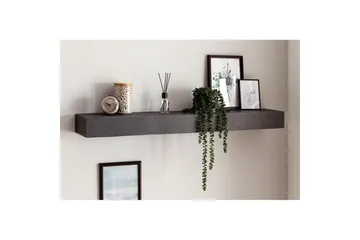 Vägghylla Wohnling svart stenoptik, väggmonterad, svävande hylla, modern loftstil 120 cm - 120 cm - Förvaring - Småförvaring - Väggförvaring