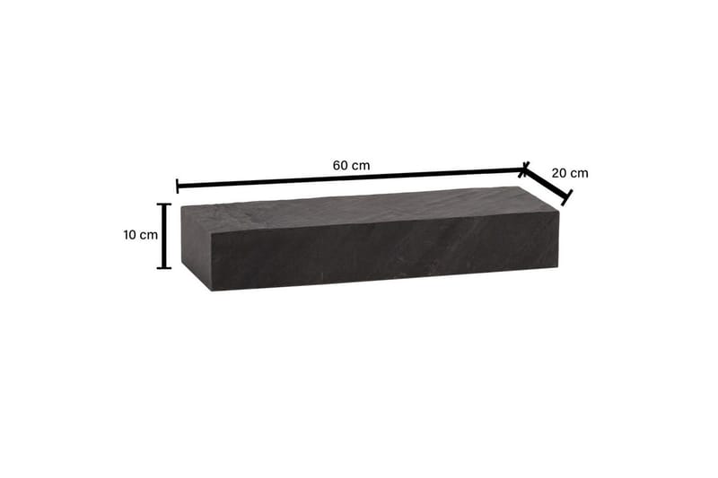 Vägghylla Wohnling svart stenoptik, väggmonterad, svävande hylla, modern loftstil 60 cm - 60 cm - Förvaring - Småförvaring - Väggförvaring