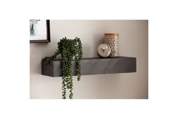 Vägghylla Wohnling svart stenoptik, väggmonterad, svävande hylla, modern loftstil 60 cm - 60 cm - Förvaring - Småförvaring - Väggförvaring