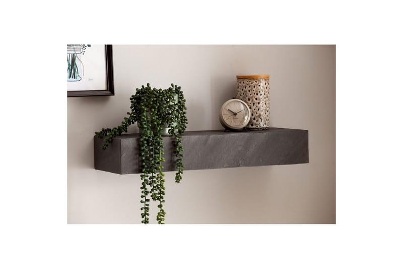 Vägghylla Wohnling svart stenoptik, väggmonterad, svävande hylla, modern loftstil 60 cm - 60 cm - Förvaring - Småförvaring - Väggförvaring