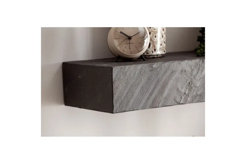 Vägghylla Wohnling svart stenoptik, väggmonterad, svävande hylla, modern loftstil 90 cm - 90 cm - Förvaring - Småförvaring - Väggförvaring