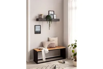 Vägghylla Wohnling svart stenoptik, väggmonterad, svävande hylla, modern loftstil 90 cm - 90 cm - Förvaring - Småförvaring - Väggförvaring