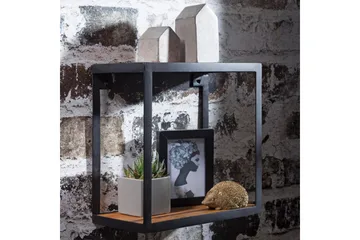 Vägghylla Wohnling Puri Massivt Trä Metallram Väggmonterad Industriell - Förvaring - Småförvaring - Väggförvaring