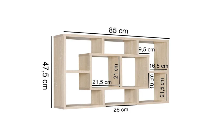 Vägghylla Wohnling PAOLA melaminbelagd MDF, förvaringshylla, väggmonterad, modern stil Sonoma - Sonoma - Förvaring - Småförvaring - Väggförvaring