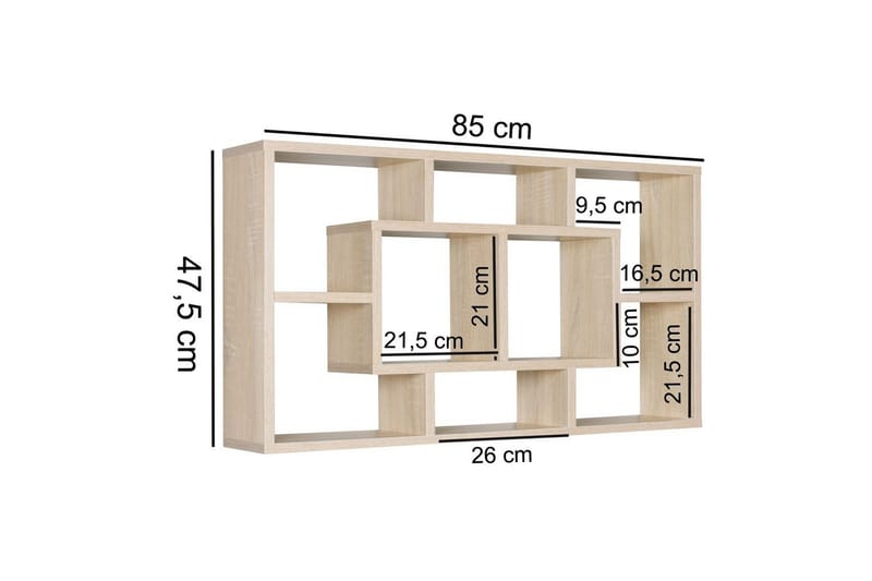 Vägghylla Wohnling PAOLA melaminbelagd MDF, förvaringshylla, väggmonterad, modern stil Sonoma - Sonoma - Förvaring - Småförvaring - Väggförvaring