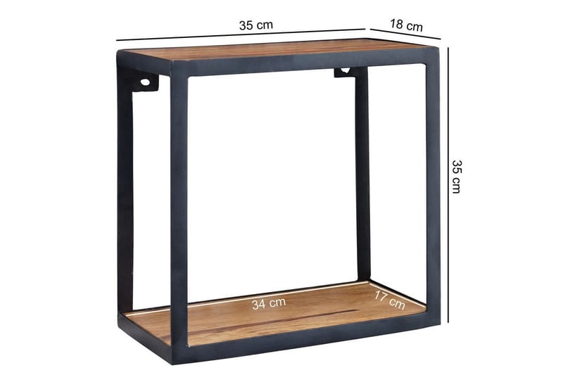 Vägghylla Wohnling Puri Massivt Trä Metallram Väggmonterad Industriell - Förvaring - Småförvaring - Väggförvaring