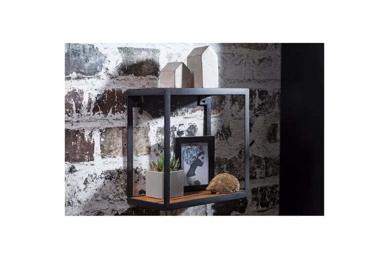 Vägghylla Wohnling Puri Massivt Trä Metallram Väggmonterad Industriell - Förvaring - Småförvaring - Väggförvaring