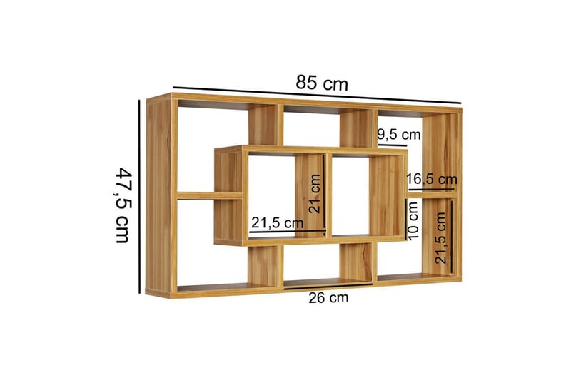Vägghylla Wohnling PAOLA melaminbelagd MDF, förvaringshylla, väggmonterad, modern stil Bok - Bok - Förvaring - Småförvaring - Väggförvaring