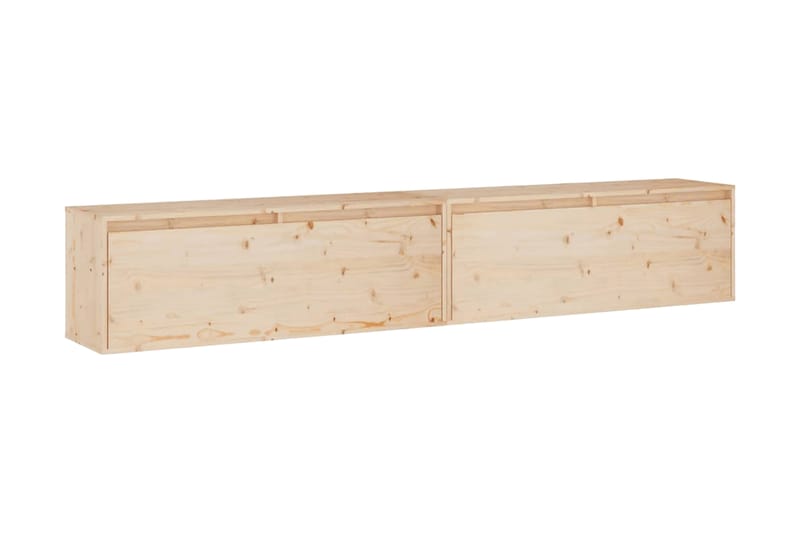 Väggskåp 2 st 100x30x35 cm massiv furu - Brun - Vägghylla - Väggförvaring