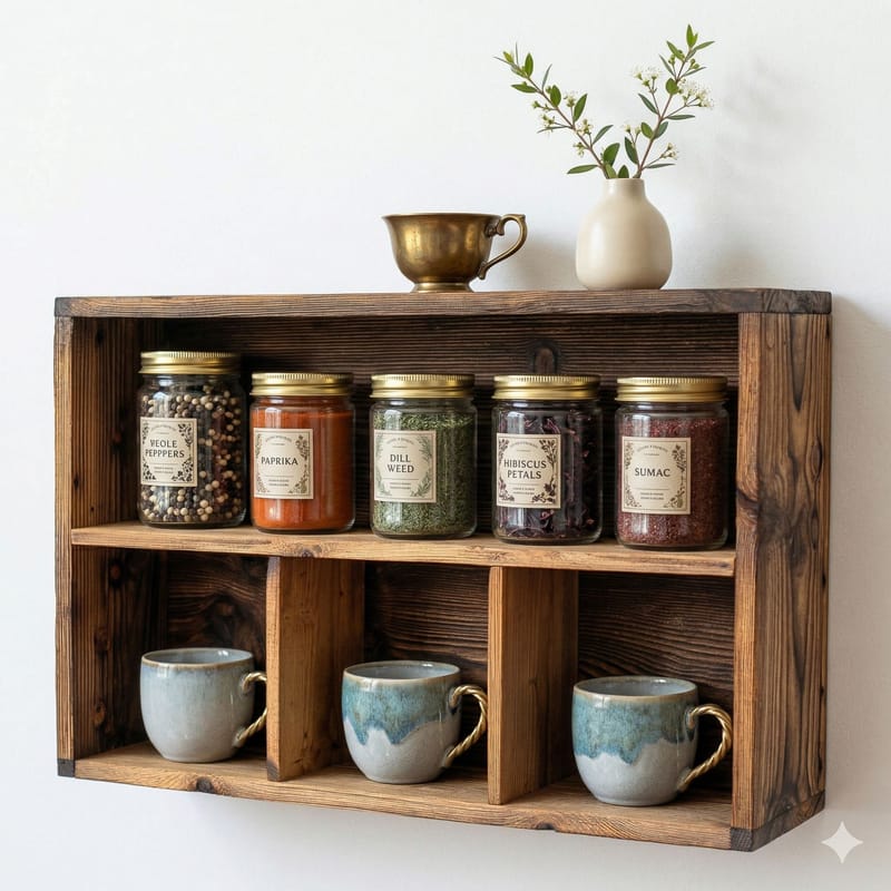 Velnor Dekorativ vägghylla 50x30x14 cm - Naturlig träfinish - Förvaring - Småförvaring - Väggförvaring