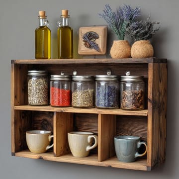 Velnor Dekorativ vägghylla 50x30x14 cm - Naturlig träfinish - Förvaring - Småförvaring - Väggförvaring