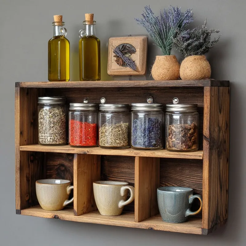 Velnor Dekorativ vägghylla 50x30x14 cm - Naturlig träfinish - Förvaring - Småförvaring - Väggförvaring
