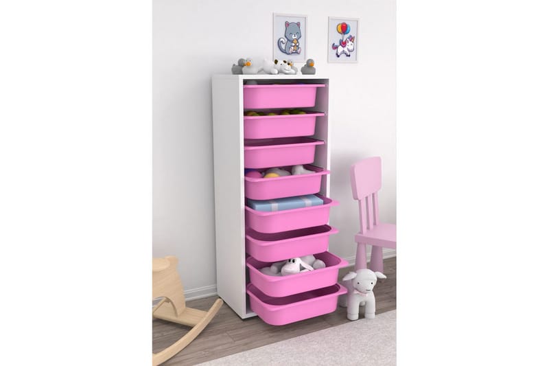 Versa Förvaringslådor 45,5 cm - Vit/Rosa - Förvaring - Småförvaring - Förvaringslåda