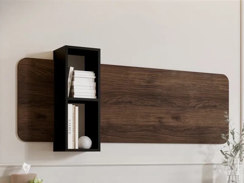 Zalricus Vägghylla 160x52 cm - Svart, valnöt - Förvaring - Småförvaring - Väggförvaring