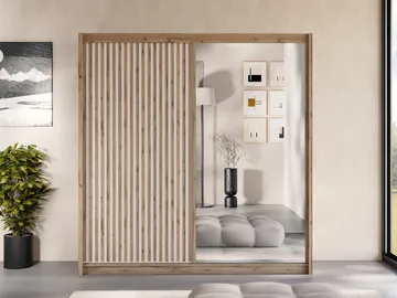 Swanley Garderob med Spegel 203x215 cm - Brun/Vit - Förvaring - Garderober & garderobssystem