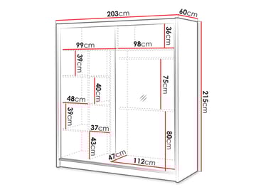 Swanley Garderob med Spegel 203x215 cm - Brun/Vit - Förvaring - Garderober & garderobssystem
