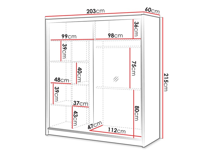 Swanley Garderob med Spegel 203x215 cm - Brun/Vit - Förvaring - Garderober & garderobssystem