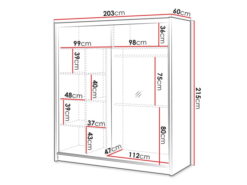 Swanley Garderob med Spegel 203x215 cm - Brun/Vit - Förvaring - Garderober & garderobssystem