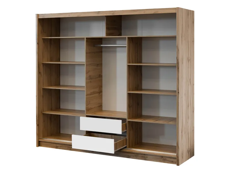 Swanley Garderob med Spegel 250x215 cm - Brun/Vit - Förvaring - Garderober & garderobssystem