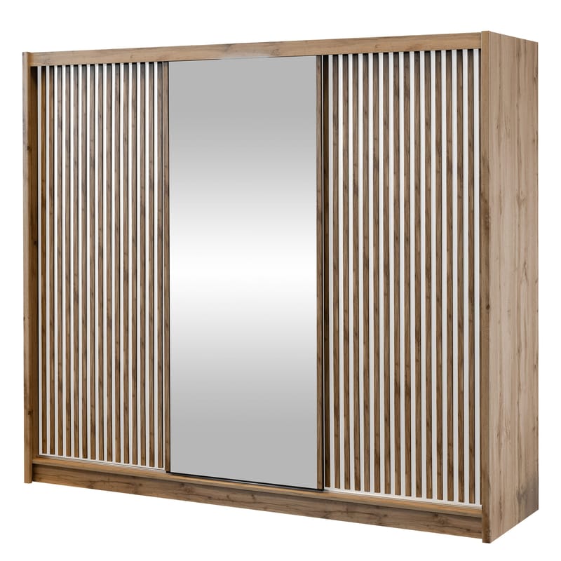 Swanley Garderob med Spegel 250x215 cm, Brun/Vit