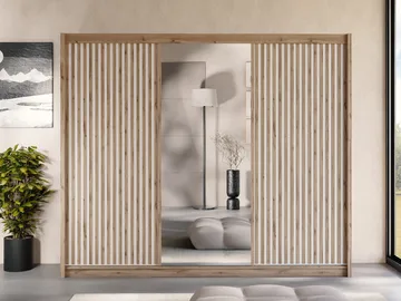 Swanley Garderob med Spegel 250x215 cm - Brun/Vit - Förvaring - Garderober & garderobssystem