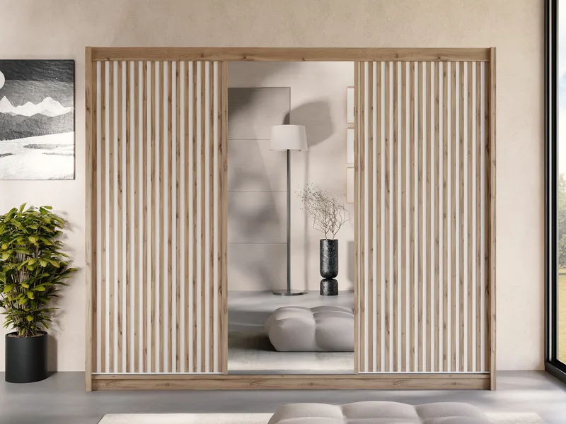 Swanley Garderob med Spegel 250x215 cm - Brun/Vit - Förvaring - Garderober & garderobssystem