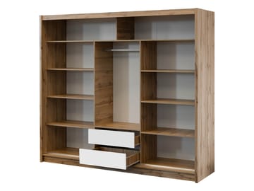 Swanley Garderob med Spegel 250x215 cm - Brun/Vit - Förvaring - Garderober & garderobssystem