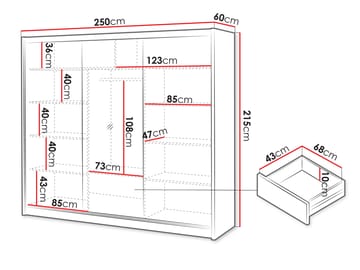 Swanley Garderob med Spegel 250x215 cm - Brun/Vit - Förvaring - Garderober & garderobssystem