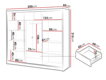 Swanley Garderob med Spegel 250x215 cm - Brun/Vit - Förvaring - Garderober & garderobssystem