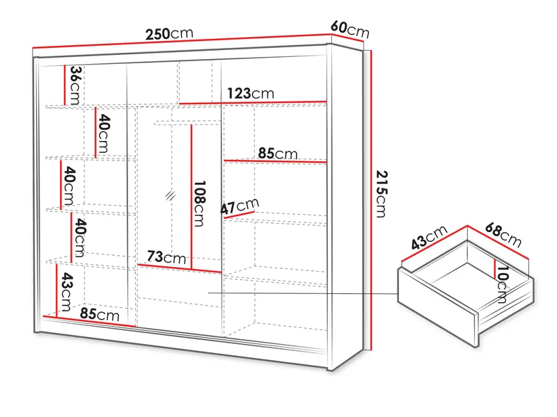 Swanley Garderob med Spegel 250x215 cm - Brun/Vit - Förvaring - Garderober & garderobssystem