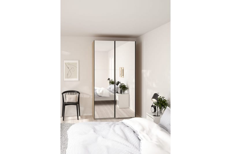 Takeru Garderob med Spegel 119x220 cm - Natur - Förvaring - Garderober & garderobssystem