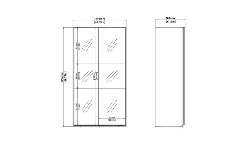 Takeru Garderob med Spegel 119x220 cm - Natur - Förvaring - Garderober & garderobssystem