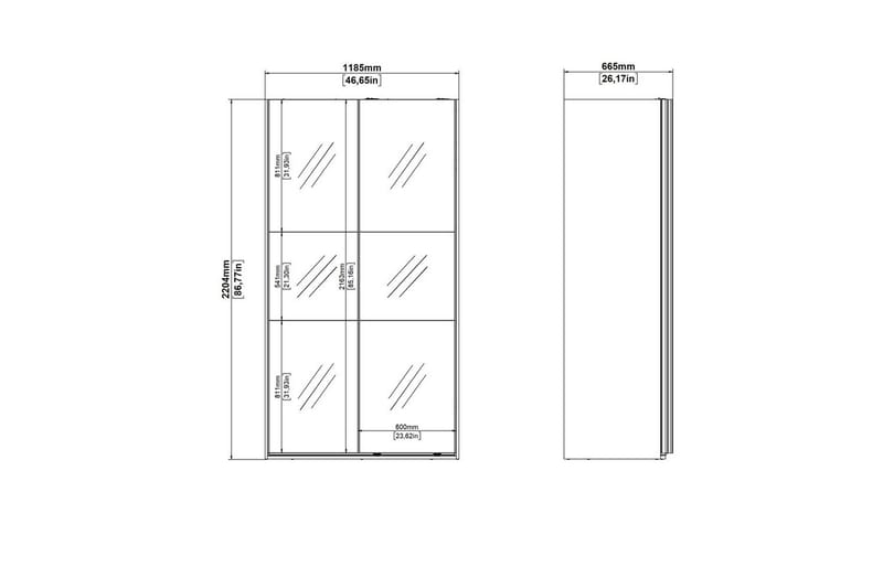 Takeru Garderob med Spegel 119x220 cm - Natur - Förvaring - Garderober & garderobssystem