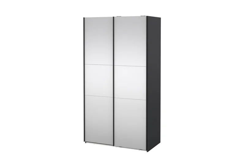 Takeru Garderob med Spegel 119x220 cm - Svart - Förvaring - Garderober & garderobssystem