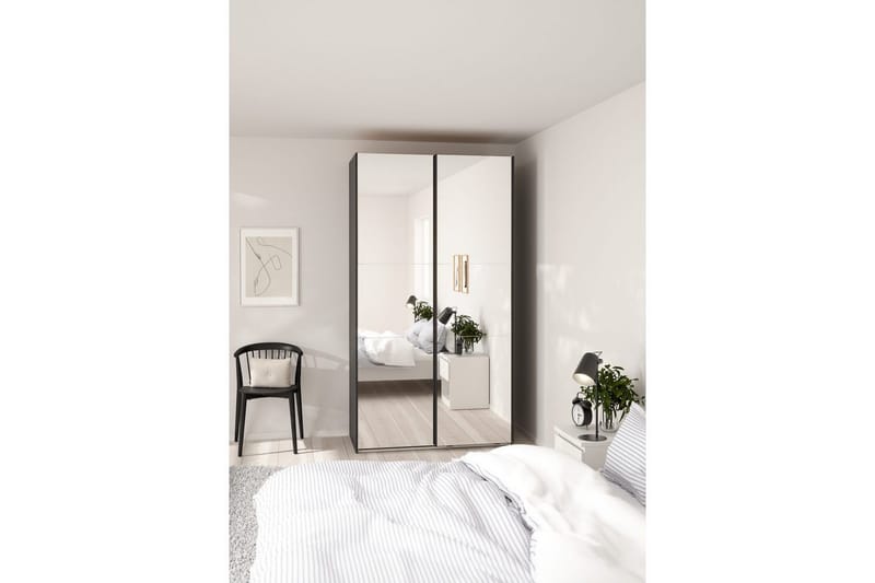 Takeru Garderob med Spegel 119x220 cm - Svart - Förvaring - Garderober & garderobssystem